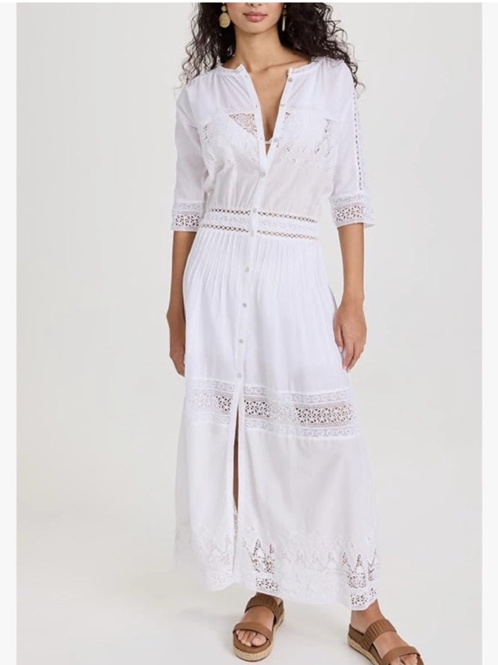 LoveShackFancy white Lace-Trim Button Front Top